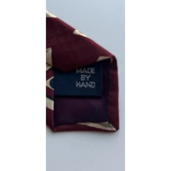 Polo Ralph Lauren Hand Made Neck Tie Burgundy Geometric 57" X 3 3/4" - Picture 5 of 5